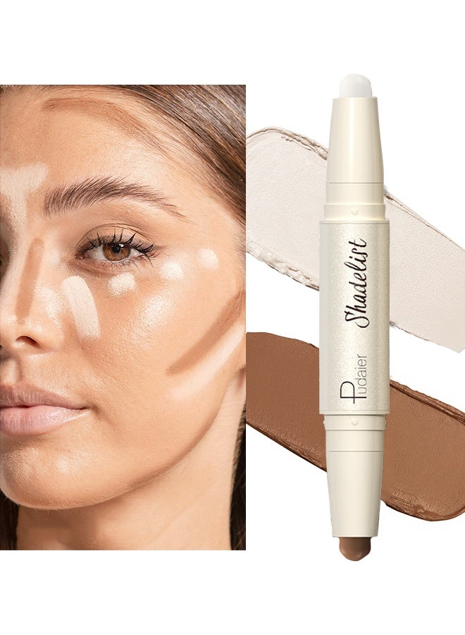 بوداير قلم تحديد وإبراز 2 في 1، قلم تحديد بارد، قلم هايلايتر للمكياج، قلم تحديد برونز مقاوم للماء طويل الأمد، قلم تشكيل الوجه الكريم للسفر رقم 01 - Image 1